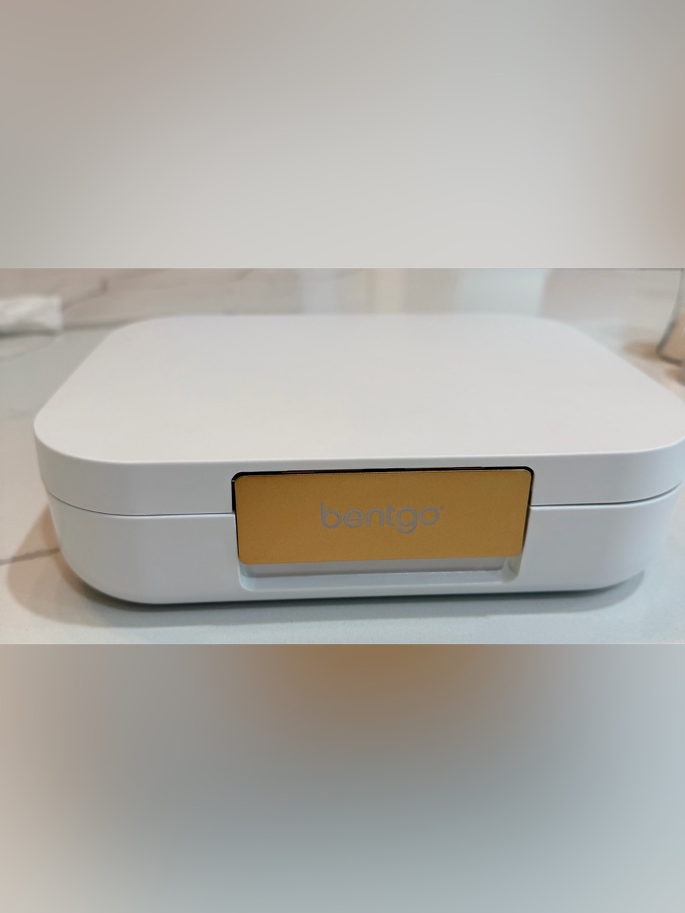 Bentgo White Food Storage Lunch Box with Gold Accent